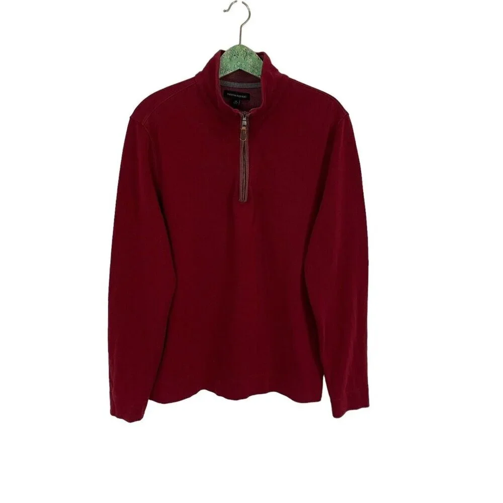 Banana Republic‎ Red Cotton Sweater Medium Classic Knit Fall Layer